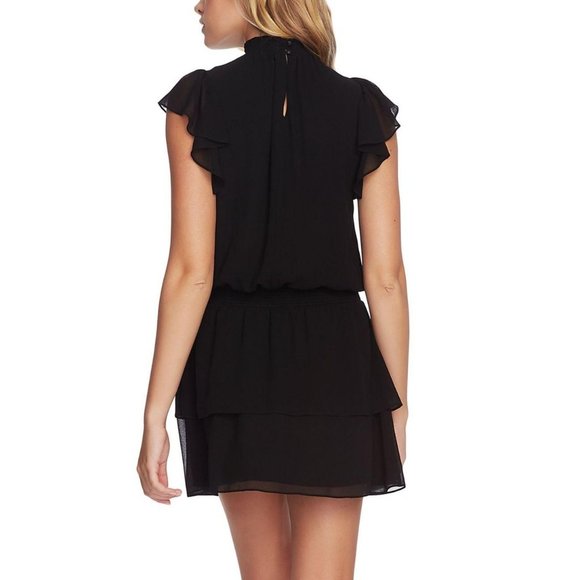 1.STATE Mock Neck Flutter Mini Dress in Black - Size XS - NWT - Picture 3 of 4